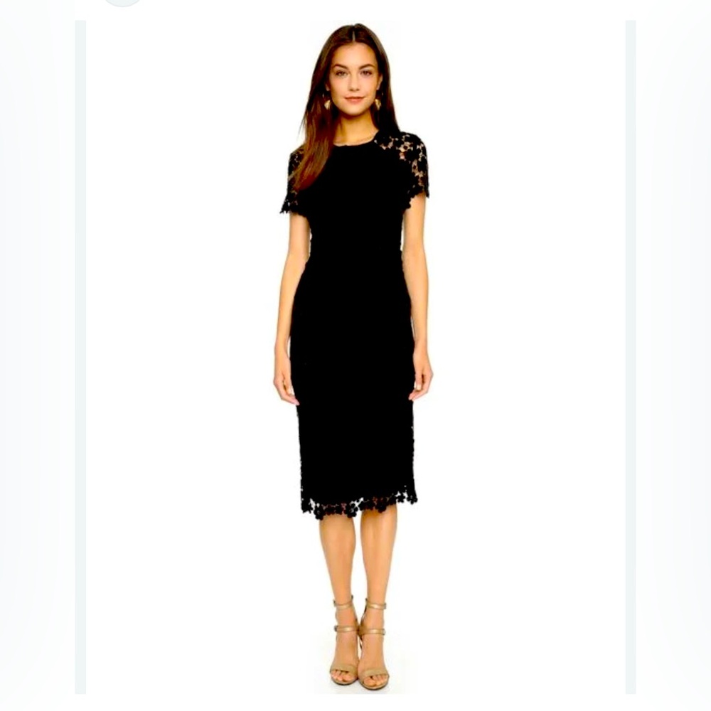 Shoshanna Black Lace Midi Dress
